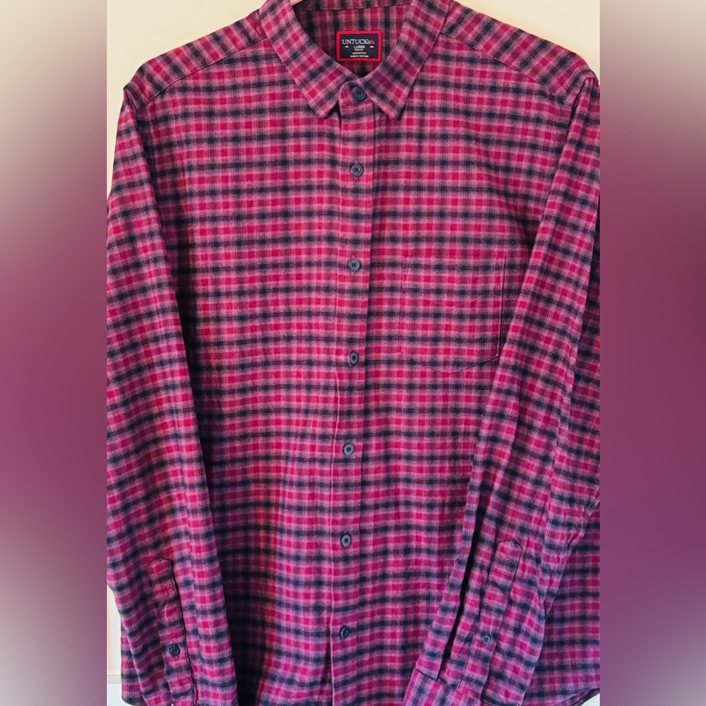 UNTUCKit 100% Cotton Multicolored Men’s L Long Sleeve Button Up Shirt Slim Fit